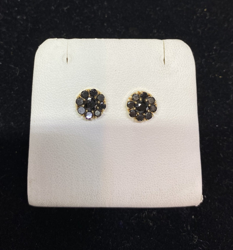 Olivero Design Solid Yellow Gold Earrings with Black Sapphires - $6K Appraisal Value w/ CoA! APR 57