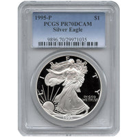 1995-P 1 oz Proof American Silver Eagle Coin PCGS PR70 DCAM APR 57