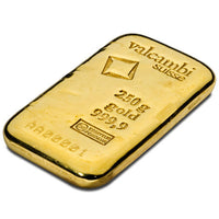 250 Gram Valcambi Cast Gold Bar (New w/ Assay) APR 57