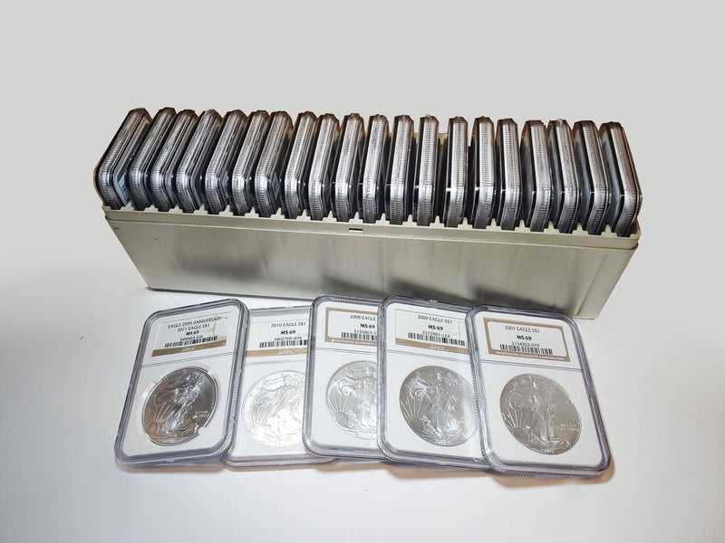 1986-2011 Silver American Eagle Dollar Lot MS-69 (NGC) - $6K APR Value w/ CoA! ✿✓ APR 57