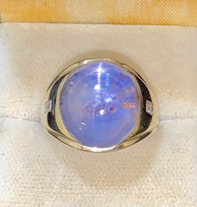 Incredible Solid White Gold Star Sapphire & Diamond Ring - $20K Appraisal Value w/CoA} APR57