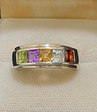 Beautiful Designer Sterling Silver 5-Gemstones Ring - $1.5K Appraisal Value w/CoA} APR57