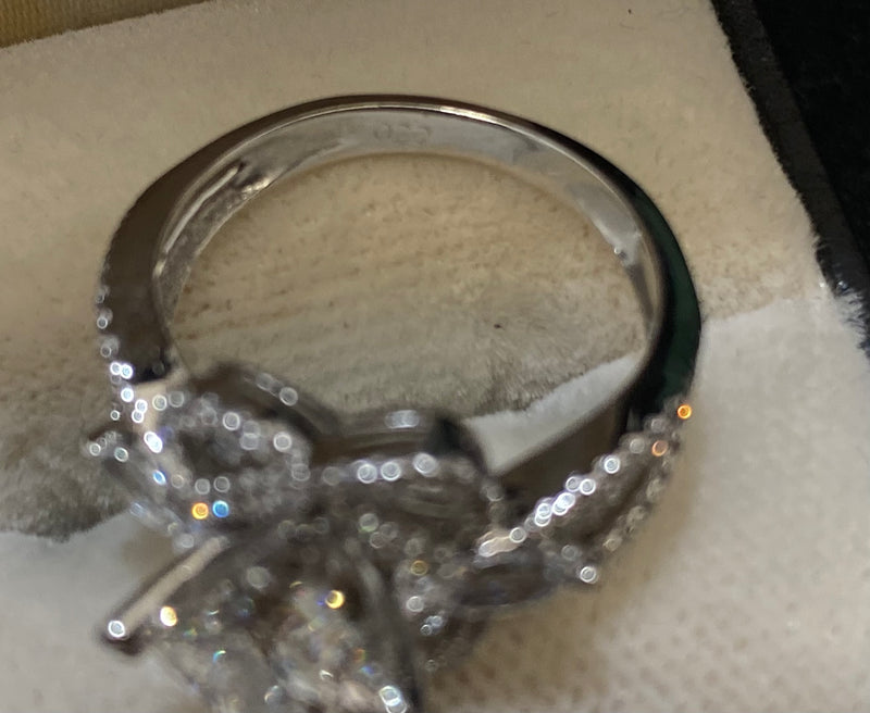 Incredible Solid White Gold 88-Multi-cut Diamond Ring - $50K Appraisal Value w/CoA} APR57
