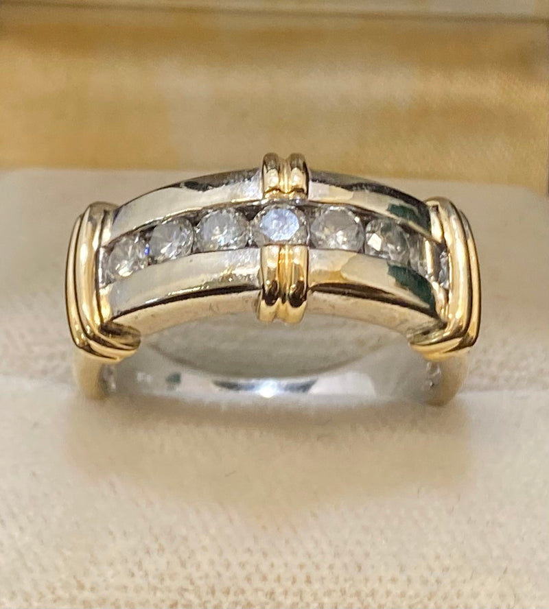 Beautiful Solid White/Yellow Gold 7-Diamond Channel-set Ring - $6K Appraisal Value w/CoA} APR57