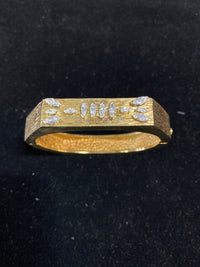 Solid Yellow Gold Textured Bangle Bracelet with 12 Diamonds! - $15K Appraisal Value w/ CoA! APR 57