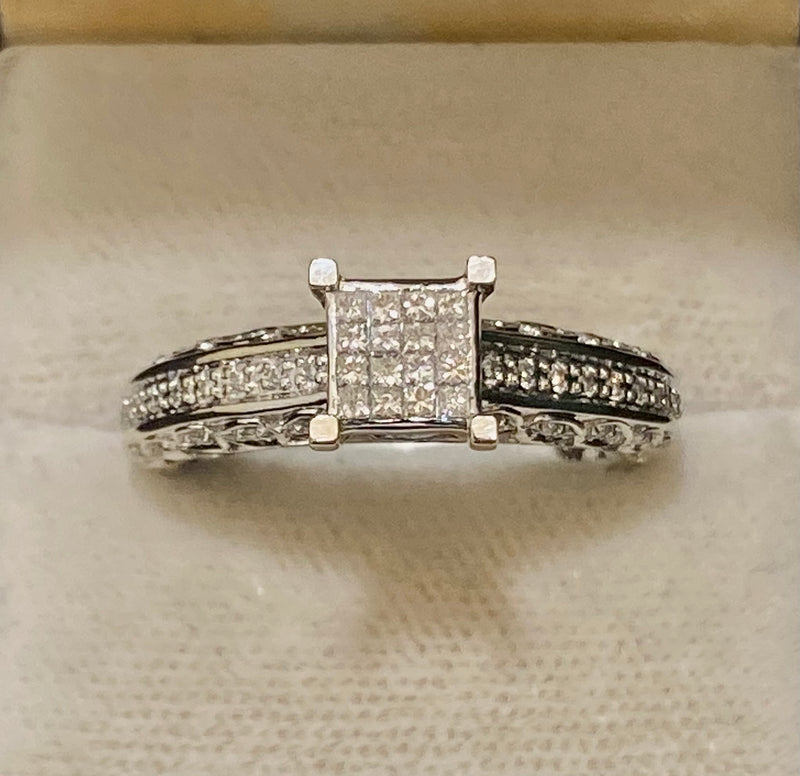 Victorian style Designer Solid White Gold Ring with 75 Diamonds! - $15K Appraisal Value w/CoA} APR57