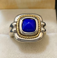 TIFFANY & CO. Vintage Design Sterling Silver & 18K Yellow Gold with Lapis Lazuli Ring - $8K Appraisal Value w/CoA} APR57