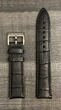 HAMILTON Crocodrile Style Black Leather Watch Strap  - $400 APR VALUE w/ CoA! ✓ APR 57
