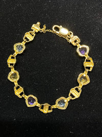 Unique Designer's Solid Yellow Gold w Amethyst/Citrine/Aquamarine Bracelet - $8K APR w/ CoA} APR 57