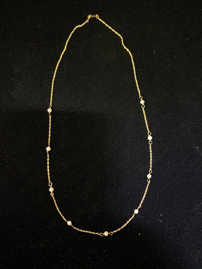 Designer Solid Yellow Gold 9-Pearl Necklace - $2K Appraisal Value w/ CoA! } APR 57