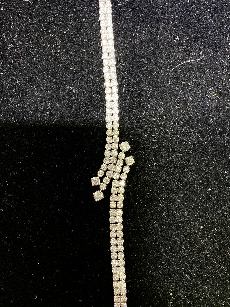 Solid White Gold Double Row Bracelet with 152 Diamonds! - $30K Appraisal Value w/ CoA! APR 57