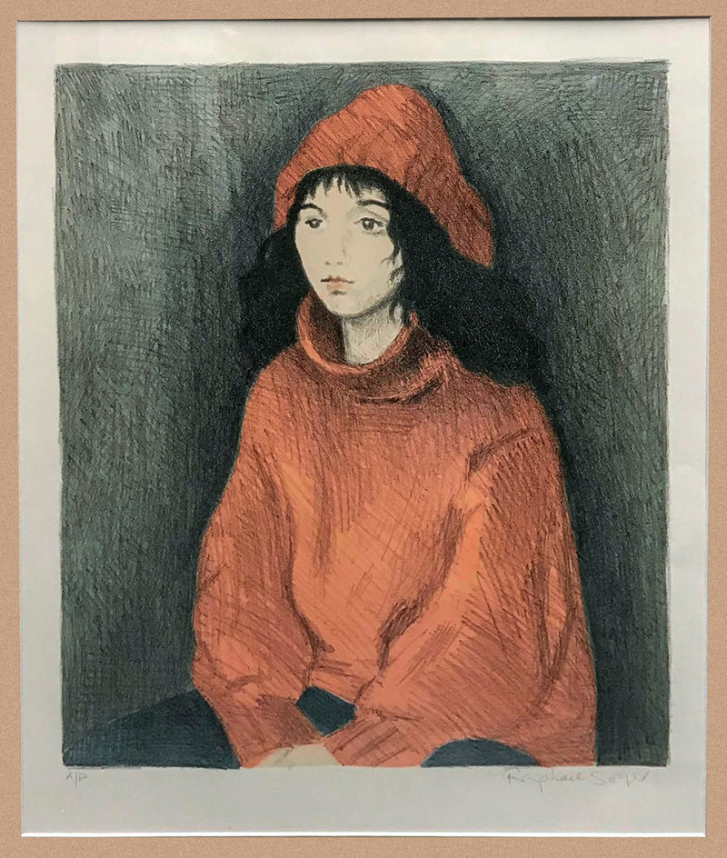Raphael Soyer, 'Girl in Red', Original Artist Proof Lithograph, c. 1970 - $2K Appraisal Value! +✓* APR 57