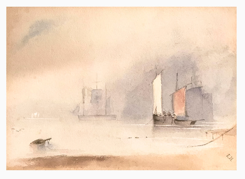 Signed 1863 Original Watercolor on Paper Seascape - $4K APR Value w/ CoA! + APR 57