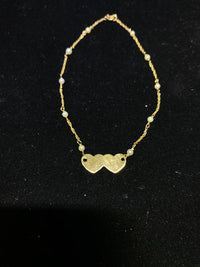 Unique Designer’s Solid Yellow Gold 2 Hearts with 10 Pearls Chain Bracelet - $4K Appraisal Value  w/ CoA} APR 57