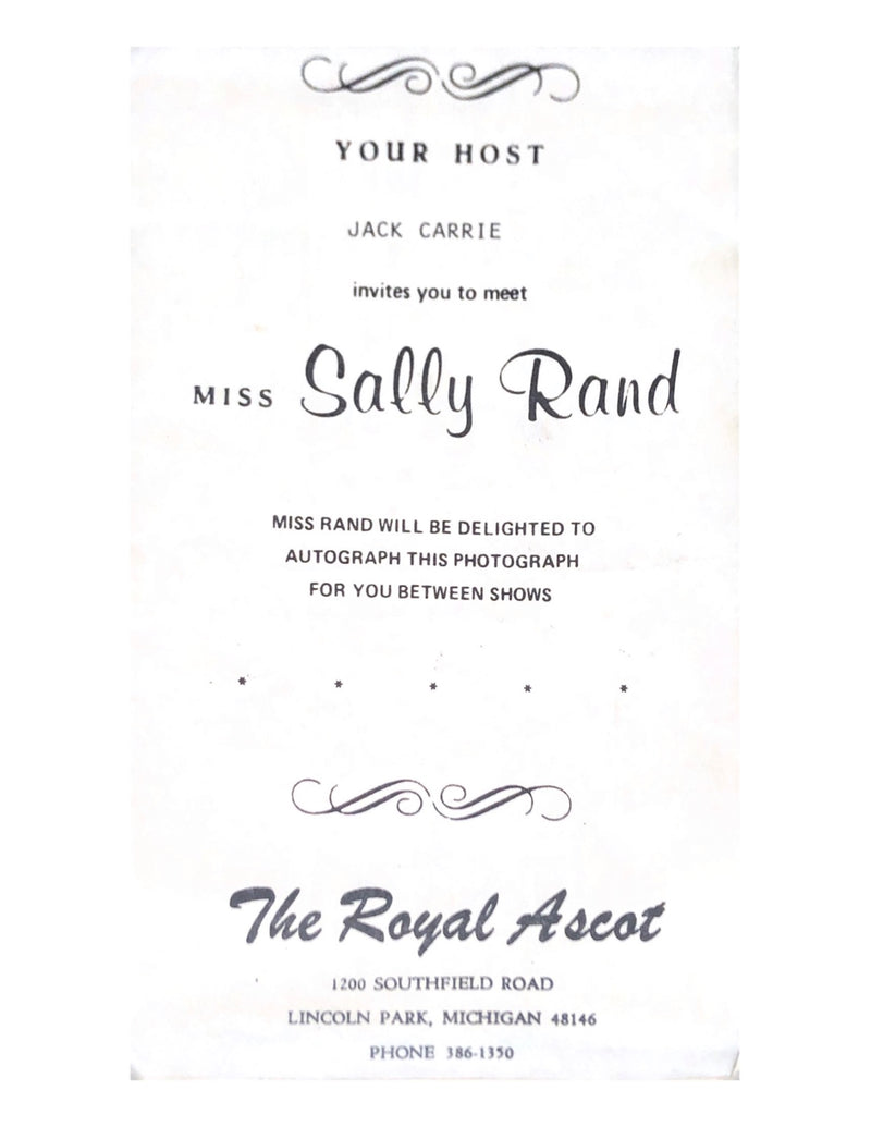Autographed Photo of Sally Rand With Invitation - $2K APR Value w/ CoA! APR57
