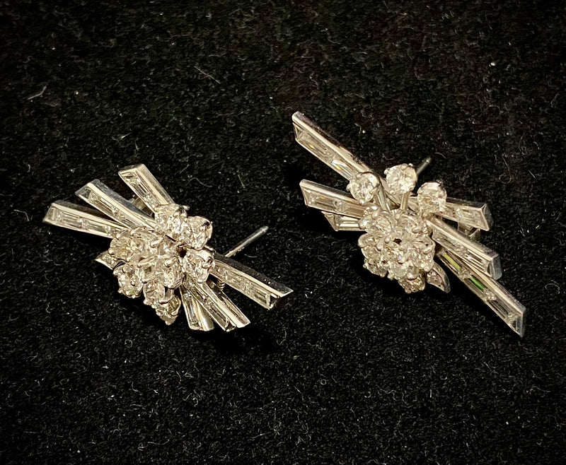 High-end Designer 18K White Gold 50-Diamonds Earrings - $40K Appraisal Value w/CoA} APR57