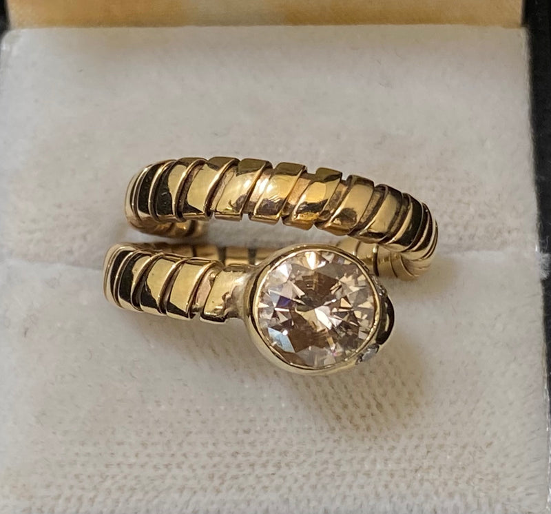 Bvlgari-style Solid Yellow Gold with Fancy Brown Diamond Snake Ring - $35K Appraisal Value w/CoA} APR57
