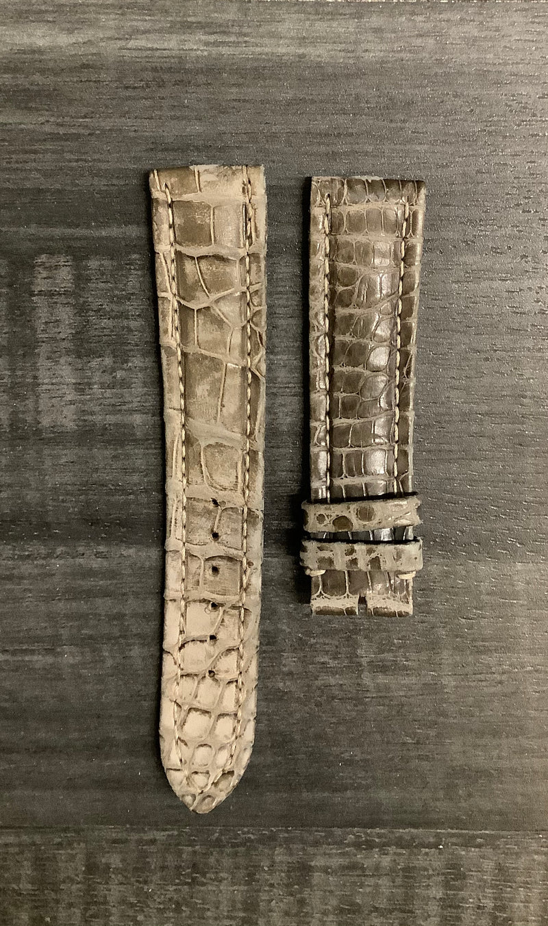 BREITLING Grey Padded Crocodile Watch Strap w/ Accent Stitching - $650 APR VALUE w/ CoA! ✓ APR 57