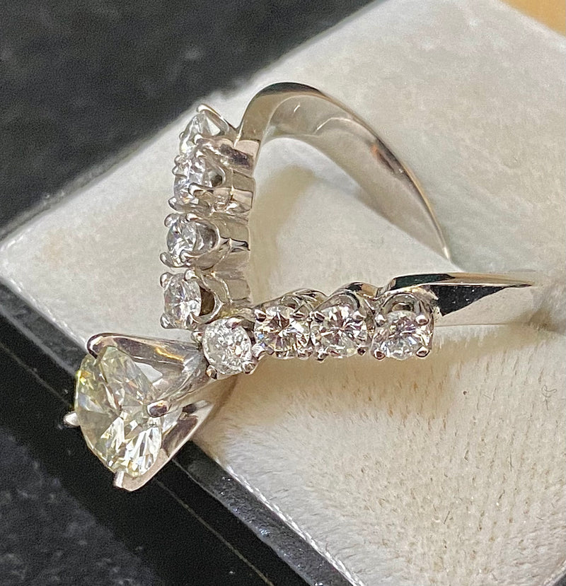 Unique Custom Design 9-Diamond V-Shaped Ring in Solid White Gold -  $65K Appraisal Value w/CoA} APR57