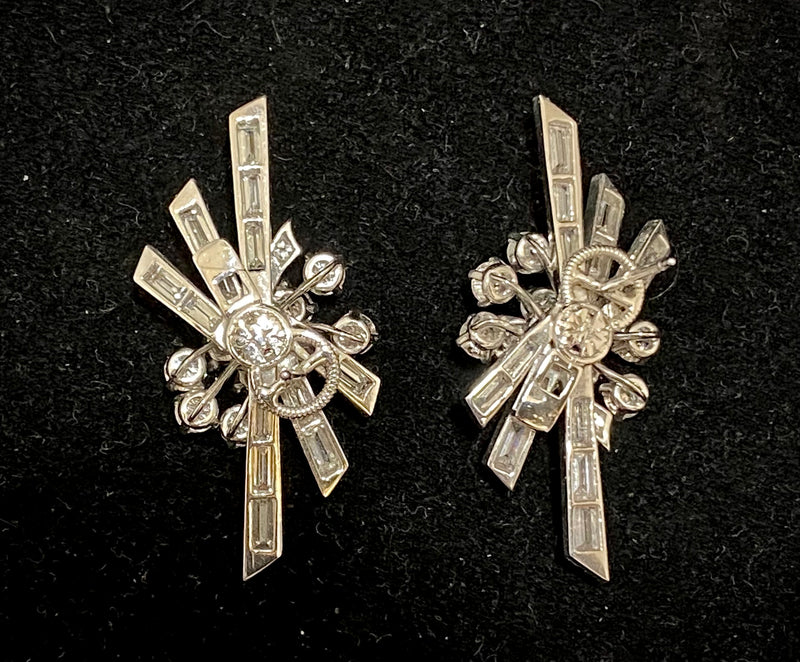 High-end Designer 18K White Gold 50-Diamonds Earrings - $40K Appraisal Value w/CoA} APR57