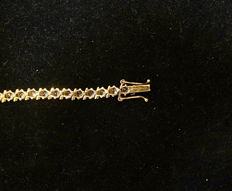 Unique Korean Designer’s Solid Yellow Gold with 40 Stones Tennis Bracelet $5K Appraisal Value w/CoA} APR57