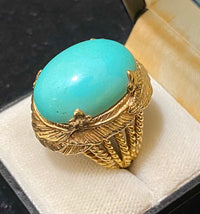 Unique Handmade SYG 30 Ct. Turquoise Ring - $15K Appraisal Value w/CoA} APR57