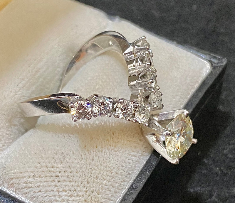 V Shaped Curved Moissanite Wedding Band Marquise Ring 7 Stone Ring Solid  10k 14k 18k Rose Gold Ring Vintage Unique Wedding Ring Bridal Gift - Etsy