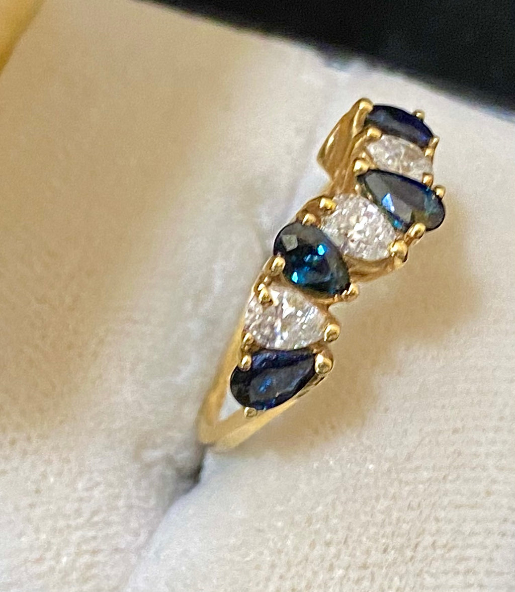 Unique Designer's Solid Yellow Gold with Diamond & Sapphire Ring $10K