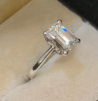 Beautiful Designer Solid White Gold with Emerald Diamond Solitaire Ring - $80K Appraisal Value w/CoA} APR57