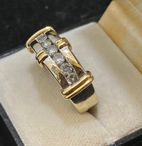 Beautiful Solid White/Yellow Gold 7-Diamond Channel-set Ring - $6K Appraisal Value w/CoA} APR57