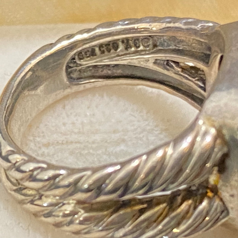 David Yurman Sterling Silver & 18K White Gold with Onyx & 34 Diamonds Ring - $6K Appraisal Value w/CoA} APR57