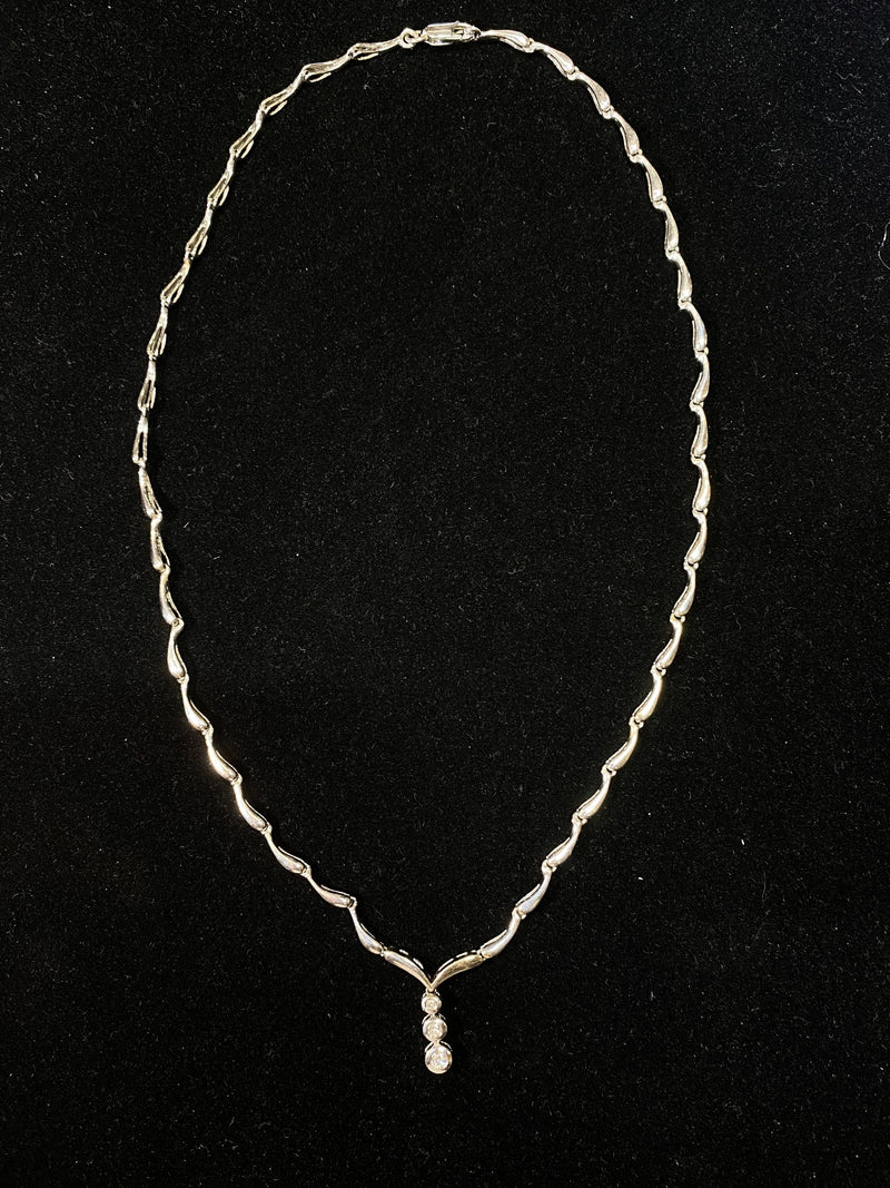 Contemporary Designer Solid White Gold Diamond Necklace! - $10K Appraisal Value w/ CoA! } APR 57