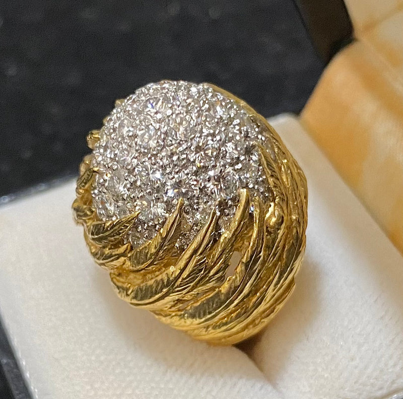 David Webb Vintage Design 18K Yellow Gold with 78 Diamonds Dome Ring - $60K Appraisal Value w/CoA} APR57