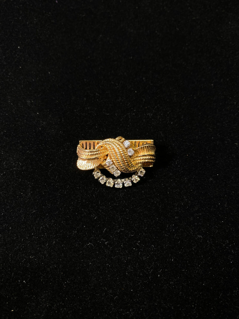 Very Unique Design Solid Yellow Gold Brooch/Pin with 12 Diamonds! - $10K Appraisal Value w/CoA } APR 57