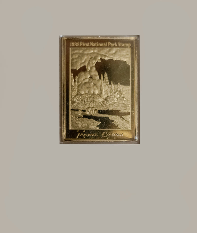 MICHAEL COLEMAN 1988 First National Park Stamps w/ Golden Proof Stamp Replica & Ltd. Edition Print - $1K Appraisal Value w/ CoA! ✓ APR 57