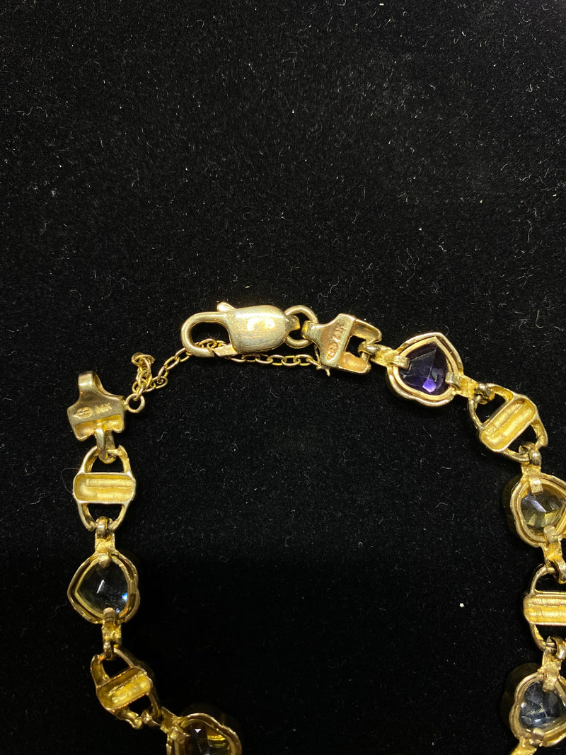 Unique Designer's Solid Yellow Gold w Amethyst/Citrine/Aquamarine Bracelet - $8K APR w/ CoA} APR 57