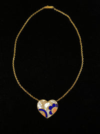 BVLGARI Nacre Mother-of-Pearl Heart Necklace w/ Diamonds & Coral/Lapis Lazuli - $60K Appraisal Value w/CoA } APR 57