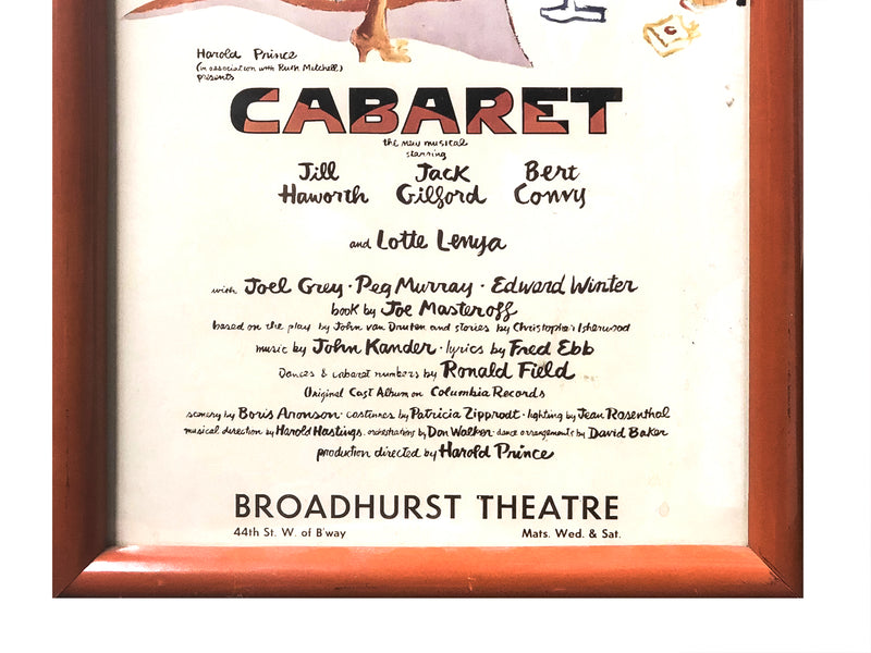 Kander & Ebb, Original Vintage 1966 Cabaret Window Poster - $2K APR Value w/ CoA! APR 57