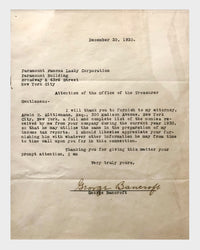 George Bancroft, Signed 1930 Typed Letter with Headshot - $1.5K APR Value+ APR 57