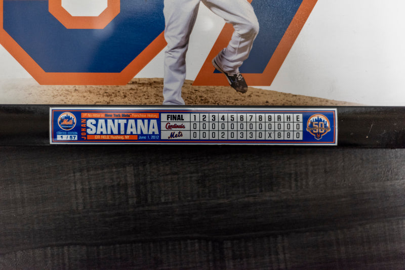 JOHAN SANTANA Limited Edition of 57 Autographed Uniframe Inscribed "Mets 1st No Hitter 6/1/12" -w/CoA- & $5K APR!+ APR 57