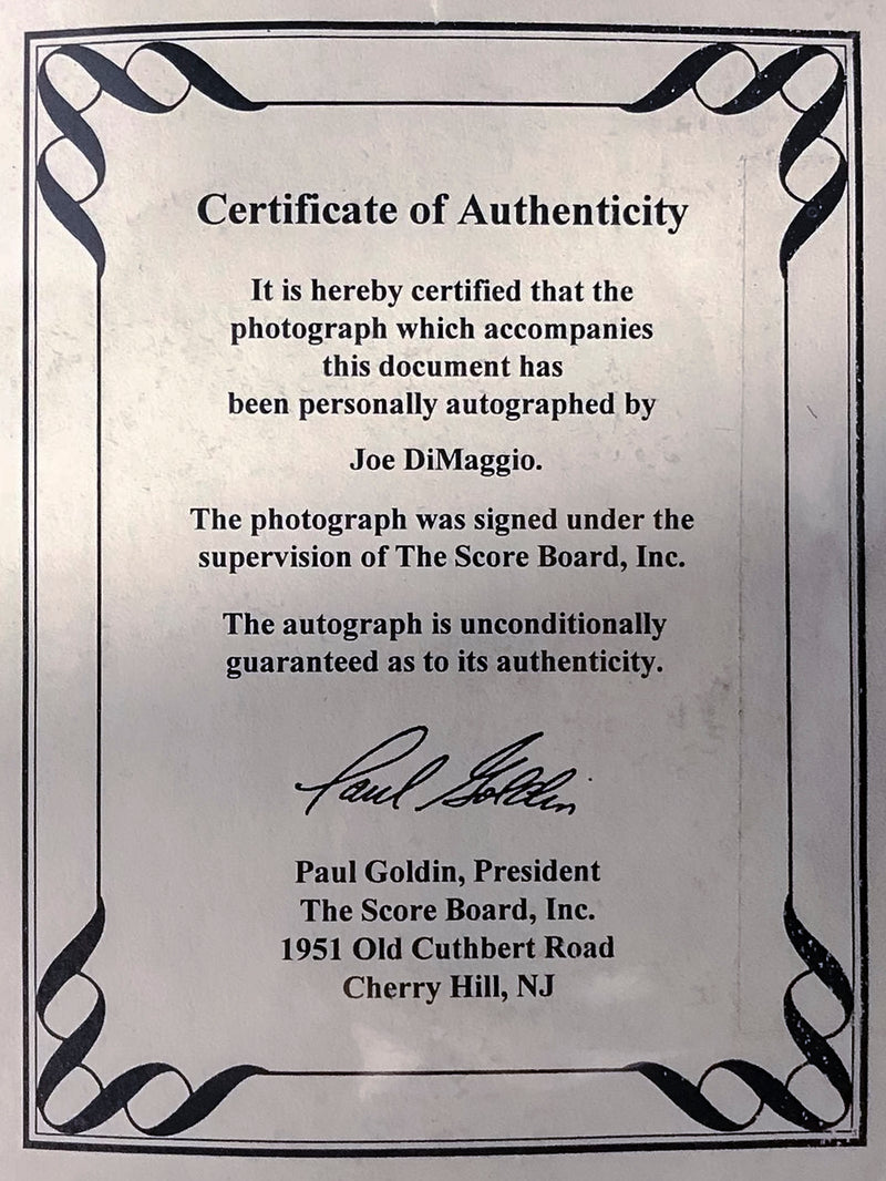 JOE DIMAGGIO 1995 Autographed Portrait Score Board Inc. Certified - $3K APR Value w/ CoA! ✓ APR 57