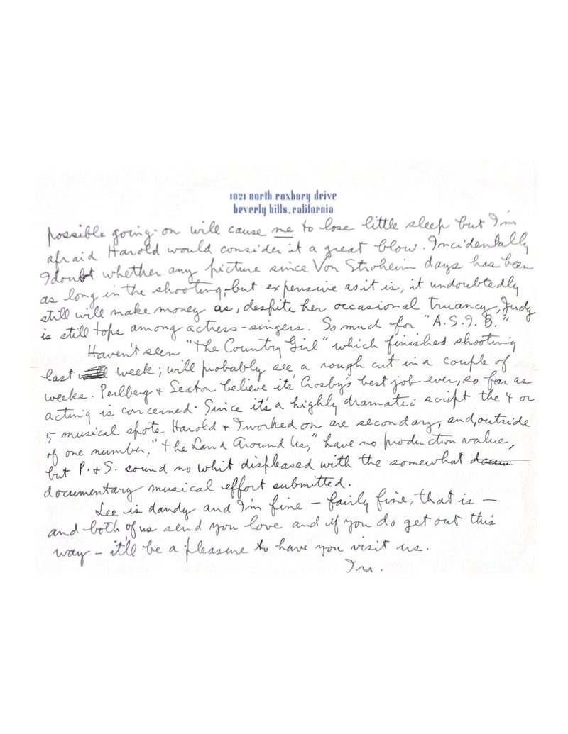 Ira Gershwin Hand-Written Letter to Irving Drutman 1956 - $10K APR Value w/ CoA! APR 57