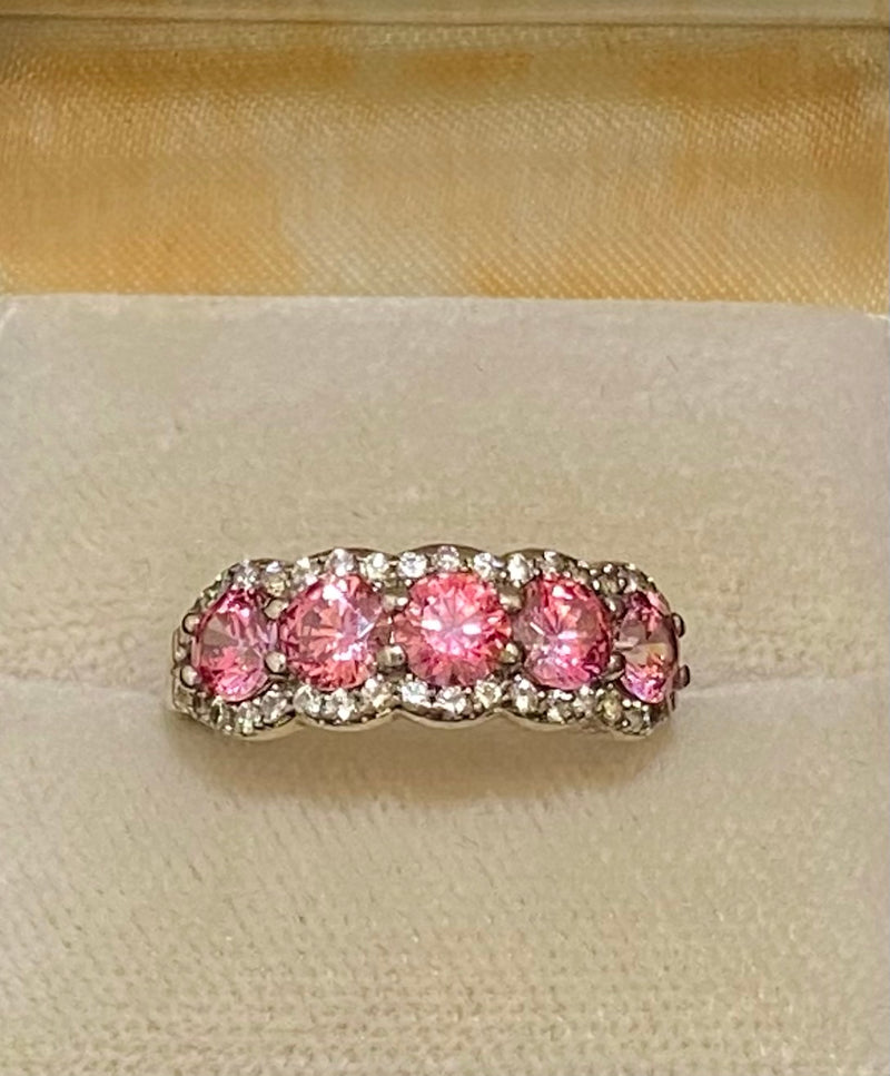 Amazing Unique Sterling Silver Pink Sapphire & 38-Diamond Ring - $2.5K Appraisal Value w/CoA} APR57