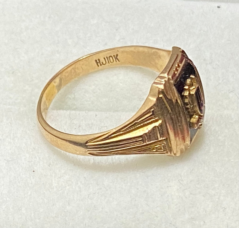 1939 Park Falls School Class Ring in Solid Yellow Gold with Enamel - $7K Appraisal Value w/CoA} APR57