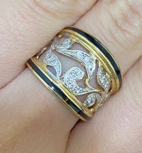Unique Designer Solid Yellow Gold 18-Diamond & Onyx Ring - $8K Appraisal Value w/CoA} APR57