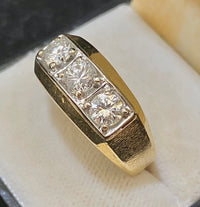 Incredibly Unique Solid Yellow Gold 1.80 Ct. 3-Diamond Ring - $20K Appraisal Value w/CoA} APR57