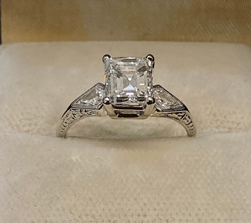Beautiful Platinum with Asscher & Shield Diamond Engagement Ring - $70K Appraisal Value w/CoA} APR57