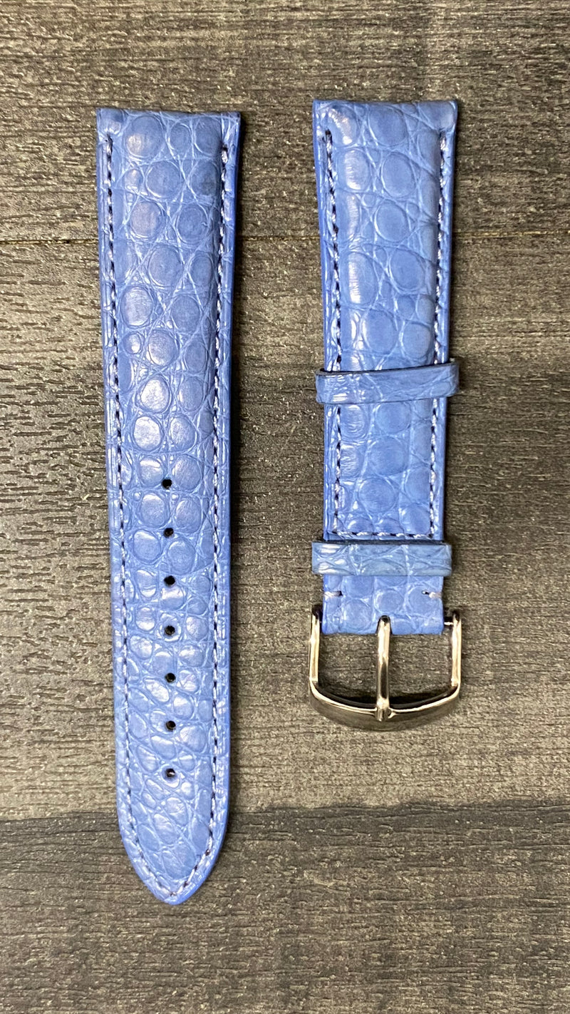 High-Quality Blue Padded Alligator Leather Watch Strap - $650 APR VALUE w/ CoA! ✓ APR 57