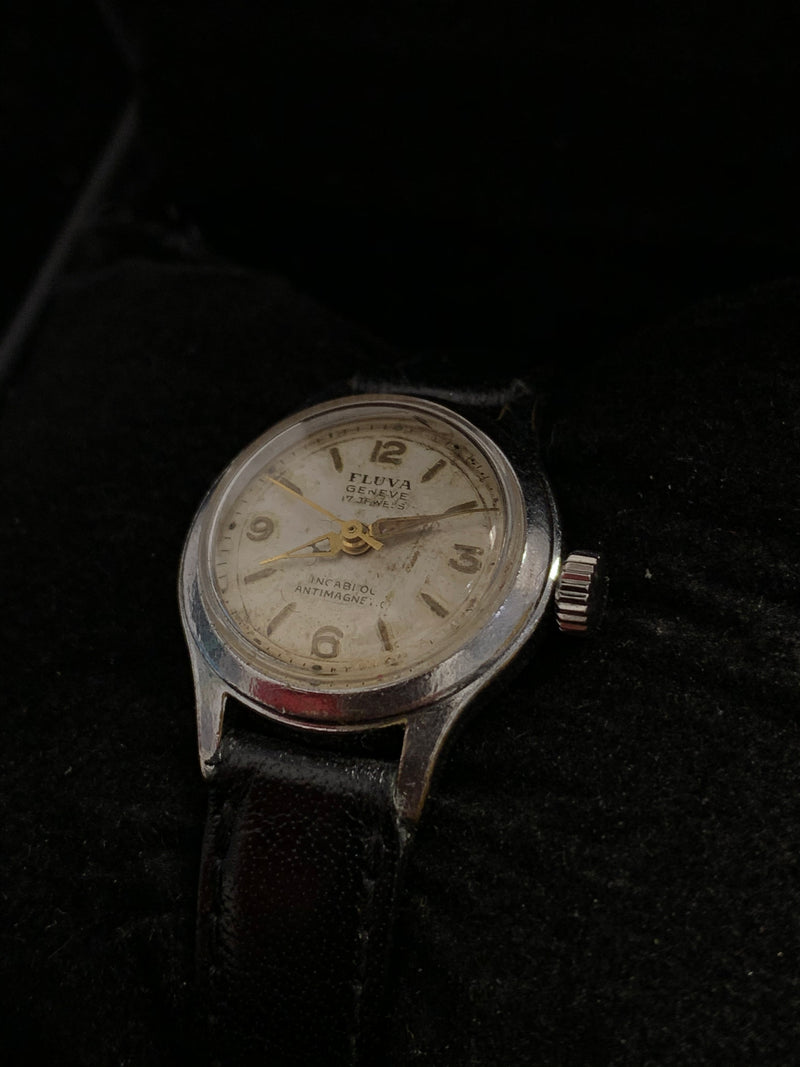 FLUVA 17-Jewels Military Style Vintage c. 1950s Ladies Wristwatch - $2K APR Value w/ CoA! APR 57