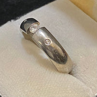 Vintage Designer Titanium Ring with Diamond Tension Setting - $6K Appraisal Value w/CoA} APR57